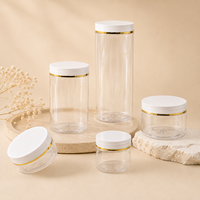 Pot cosmétique en PET transparent personnalisé de 50g, 100g, 120g, 200g, 250g, 300g, pot cosmétique en PET à large ouverture pour l'emballage de marques de beauté