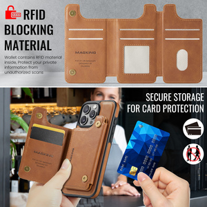 Custodia Business 2 in 1 in Pelle Staccabile con Ricarica Magnetica e Portatessere Magnetico per <span class=keywords><strong>iPhone</strong></span> 17 16 15 <span class=keywords><strong>14</strong></span> Pro Max - Product Image 5