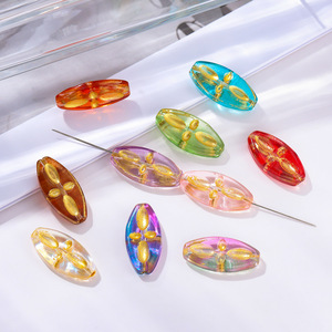 Czech Glass Oval Loose Beads 9.5x20mm Crystal Lampwork For Bracelet Making Jewelry Accessories <b>Material</b> - Product Image 3