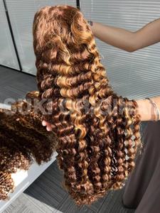 Peluca con malla frontal de onda profunda marrón chocolate 13x4 nudos blanqueados HD transparente 13x6 peluca Frontal de encaje pelucas de cabello humano rizado marrón - Product Image 4