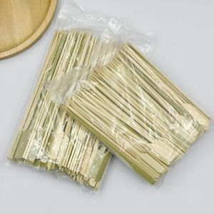 Chất Lượng Tốt Tự Nhiên Thân Thiện Với Môi Bambus Thịt Nướng Xiên Thanh Chịu Nhiệt Đôi Prong Tre Thực Phẩm Thanh Cho Cắm Trại - Product Image 3