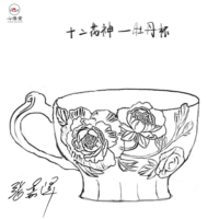 Taza de café de cristal de cuarzo ecológica China Retro púrpura degradado cristal café leche Bebidas frías taza conjunto peonía taza de café