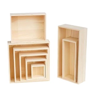 Square Wooden Storage <b>Box</b> Solid Wood Lidless Desktop Organizer For Candy Wedding Favor General Packaging - Product Image 3