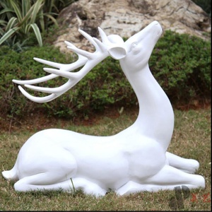 Sculpture d'animal Art Déco en fibre de verre Cerf blanc Couleur personnalisée Ornement Paysage de jardin Décoration extérieure - Product Image 3