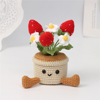Pot de fleurs au crochet fait main avec jolies jambes, motif tournesol, cactus et fraise, idéal comme souvenir ou décoration de table de chambre