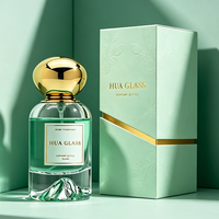 Flacon de parfum en verre cylindrique à faible MOQ, 30 ml, 50 ml, flacon de parfum vide, flacon en verre à fond volcanique avec bouchon en plastique et boîte