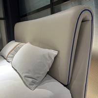 Lit moderne en cuir de style italien de couleur blanche avec cadre en bois mobilier de chambre à coucher lit double de luxe lit king size