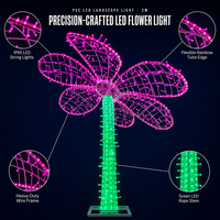 Sculpture florale LED 3D personnalisée, éclairée, pour parc à thème, mariage, aménagement commercial, festival, décoration