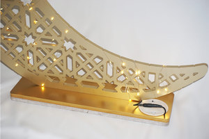 Bestseller decorazione da tavola in legno stella mezzaluna dorata per Eid Al Fitr & Ramadan Mubarak Moon Star dipinte forniture musulmane - Product Image 6