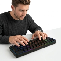 Keyboard Gaming Mekanik Membran Hitam 60% Kompak 61 Tombol RGB/LED Backlit USB Type-C Berkabel Baru Ergonomis