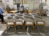 Meubles de Restaurant modernes de haute qualité cadre en bois massif cuir lin coussin fauteuil chaise de salle à manger pour café et salle à manger