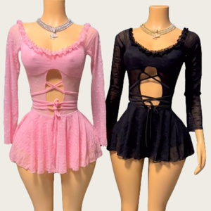 Viviblook เดรสมินิเดรสเข้ารูปเอวสูงเปิดไหล่สำหรับผู้หญิงเซ็กซี่แฟชั่นใหม่ Z1112DS ฤดูใบไม้ร่วง - Product Image 1