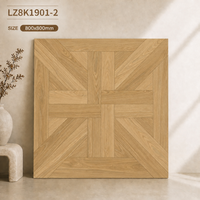 Carrelage en porcelaine Matt Basketweave Parquet 800x800mm, effet bois miel amande bicolore, pour sol de cuisine et palier d'escalier