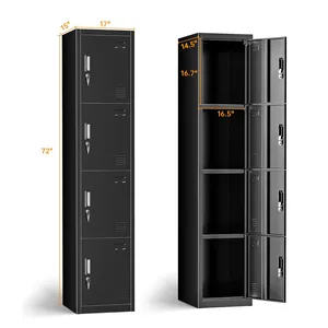 Metal Lockers Employees With Lock Employees Storage Cabinet With 4 Doors Tall Steel Storage Locker for Home Office Gym School