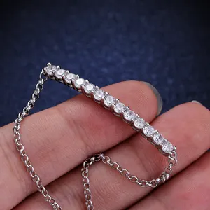 Bijoux personnalisés 1CT VVS1 D Color Moissanite Bracelet complet en diamant Chaîne ronde en argent sterling 925 Prix de gros