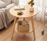 Petite table basse ronde en bois moderne et portable à 2 niveaux Mobilier de maison durable pour le bureau et le salon Décoration intérieure