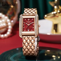 Montre à quartz pour femme Labolli, petit cadran carré, design à motif diamant, style vintage, luxe léger, élégante, polyvalente, style de niche