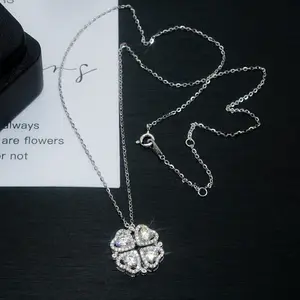 Lerca New necklace design jewelry s925 sterling silver moissanite four-leaf clover heart pendant necklace