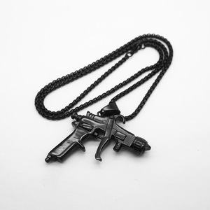 Collier en acier inoxydable plaqué or, pendentif en forme de pistolet, style punk, bijoux pour hommes, électroplaqué, avec chaîne de 60 cm, ALN26032091 - Product Image 5