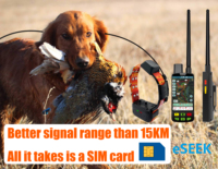 Collier de suivi GPS pour chien ESEEK prêt pour le terrain : Boucle de charge double usage (18650) + Communication microphone/haut-parleur (collier uniquement)