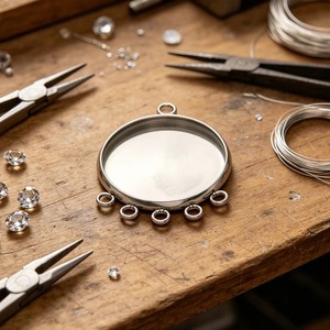 Bases Redondas Plateadas para Cabujones, de Acero Inoxidable, con Múltiples Anillas, Bandeja Circular Vacía, para Colgantes de Fotos DIY, Accesorios para Fabricación de Joyas - Product Image 5