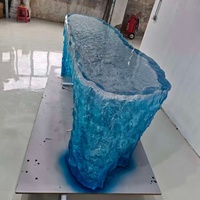 Table basse en résine personnalisée, comptoir de bar artistique, rétroéclairage LED, sur mesure, décoration pour hôtel, bar, boîte de nuit