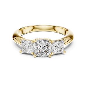 Bague de fiançailles classique ethnique à trois pierres en moissanite, plaqué argent sterling 925, cadeau de luxe pour mariage, fête, anniversaire - Product Image 3