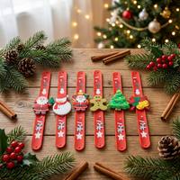 Pulsera de Silicona PVC Roja Brillante P2 para Niños, con Diseños de Muñeco de Nieve para Eventos Navideños