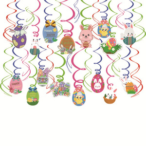 Décoration moderne en spirale pour fête sur le thème de Pâques Pendentif en PVC pour <span class=keywords><strong>oeuf</strong></span> de Pâques lapin Pendentif de vacances pour carte suspendue - Product Image 2