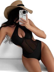 Body da donna senza maniche con scollo all'americana, in <span class=keywords><strong>rete</strong></span> trasparente, stile corsetto bustier, sexy, con cut-out, per acqua e bikini, tipo leotard e jumpsuit - Product Image 2