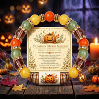 Bracelet unisexe bohème d'Halloween avec perles en fausse céramique, pendentifs citrouille, fantôme, chauve-souris et chapeau, bijoux en strass de cristal, cadeau