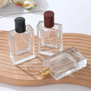 Kare sprey parfüm cam şişe 30ml 50ml 100ml cam parfüm şişesi parfüm cam parfüm şişesi ile ahşap kapak