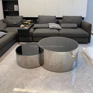 ชุดโต๊ะกลาง3ชิ้นทำจากแก้วสีดำชุดโต๊ะ<span class=keywords><strong>กาแฟ</strong></span>สแตนเลสตกแต่งทันสมัย - Product Image 4