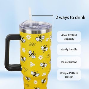 Vaso con temática <span class=keywords><strong>de</strong></span> abeja, vaso <span class=keywords><strong>de</strong></span> 40oz con asa, taza amarilla <span class=keywords><strong>de</strong></span> paja, botella <span class=keywords><strong>de</strong></span> agua, regalo para mujeres, niñas, amantes <span class=keywords><strong>de</strong></span> las abejas en Stock - Product Image 3