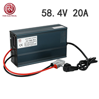 Chargeur de batterie LiFePO4 industriel intelligent haute puissance 58,4 V 20 A 1200 W pour pack de batteries au phosphate de fer et de lithium 16S FUNELEC FN-1200W