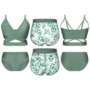 5-14 filles 3 pièces Bikini maillot de bain hauts avec bas et shorts ensembles maillots de bain pour leçons de natation vacances bain <span class=keywords><strong>Hawaii</strong></span> - Product Image 4