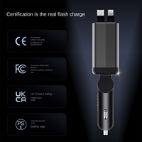 Pengisi Daya Mobil Gallium Nitrida 120W Berdaya Tinggi Desain Bintang dengan Soket Pemantik Rokok USB dan Kabel Retraktil