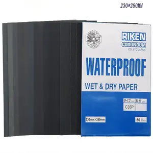 Papel de lixa 9 ''* 11'' riken, folhas de lixa pretas abrasivas de carboneto de silicone c35p