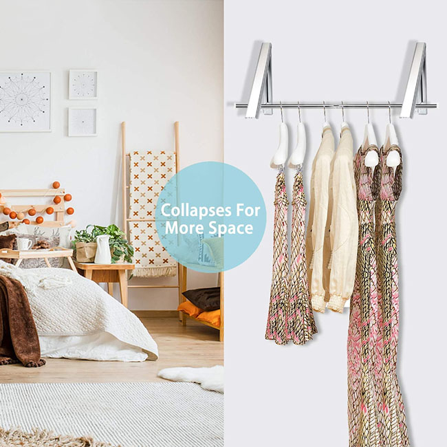 Appendiabiti Pieghevole A Parete Sinzau In Alluminio – Salvaspazio Per Bagno Camera Da Letto Balcone, Carico 30 Kg