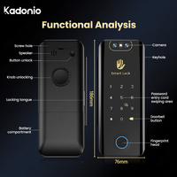 Cerradura Inteligente Kadonio para Puertas de Vidrio con Marco y sin Marco, Acceso por Aplicación TTLock, Control Remoto, Contraseña de Oficina, Reconocimiento Facial