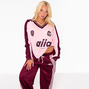 Custom V-hals katoenen oversized lange mouw voetbal retro sport basic hockey rugby originele college T-shirts jersey tops - Product Image 1