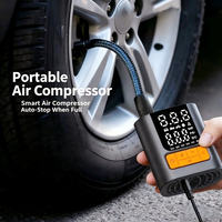 Pompe à air portable 12V ABS pour voiture, gonfleur de pneus sans fil 150PSI, mini compresseur d'air numérique, lumière LED, arrêt automatique, pression des pneus