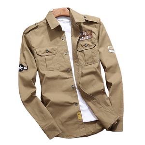 2025 도매 남성화물 셔츠 100% 면 긴 소매 군사 스타일 남성용 야외 전술 캐주얼 셔츠 - Product Image 3