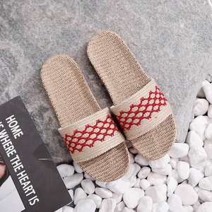 New mùa hè Linen dép cho nam giới phụ Nữ Non-Slip trong nhà các cặp vợ chồng mở Toe trượt - Product Image 2