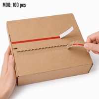 Boîte à fermeture éclair en carton ondulé personnalisée, auto-adhésive, avec bande de déchirement, boîte d'expédition sans colle pour la logistique e-commerce