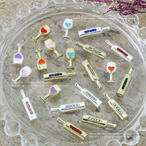 Bonito vinho unhas designer garrafa cap prego charme metal 3D decoração rhinestone vinho unhas coloridas - Product Image 5