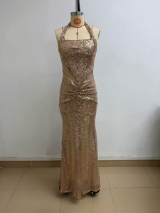 Vestido <span class=keywords><strong>de</strong></span> Cachemira con Lentejuelas y Cuello Halter, Largo hasta la Rodilla, Elegante, <span class=keywords><strong>para</strong></span> Vacaciones, <span class=keywords><strong>de</strong></span> Secado Rápido - Product Image 5