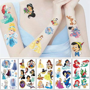 Autocollants de tatouage jetables imperméables pour enfants, motifs de princesses de dessins animés, pour fêtes et rassemblements - Product Image 2