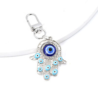 Hamsa porte-clés mauvais œil strass porte-clés alliage promotion métal porte-clés accessoire Kit breloque cadeau