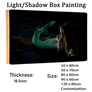 Hiện đại Oriental LED thắp sáng vải tường nghệ thuật trang trí nội thất bức tranh Khỏa Thân với hiệu ứng phát sáng khung gỗ treo chức năng - Product Image 2